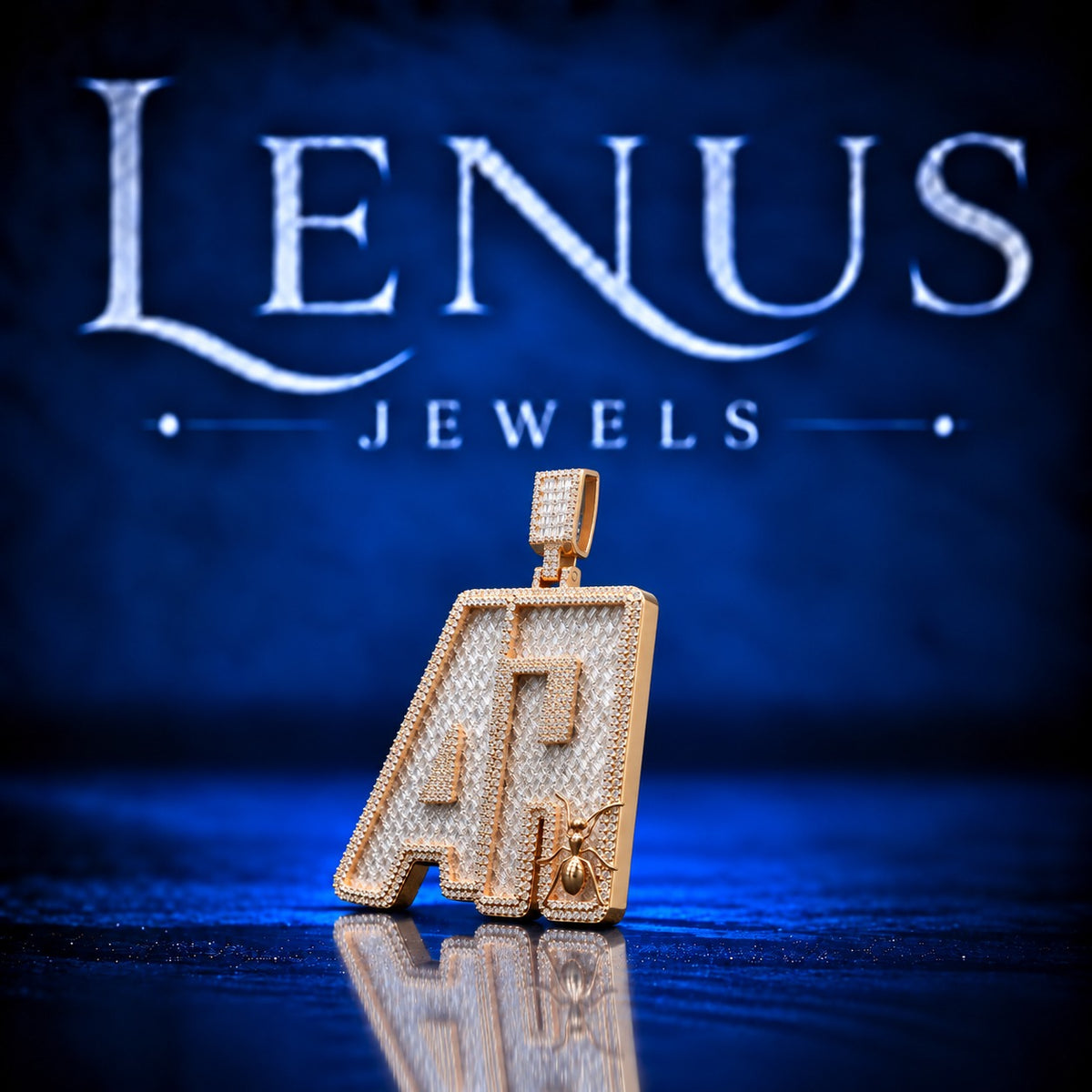 Custom Initial Moissanite Pendant – Iced Out Baguette VVS Moissanite 925 Sterling Silver Letter Pendant with Ant Accent