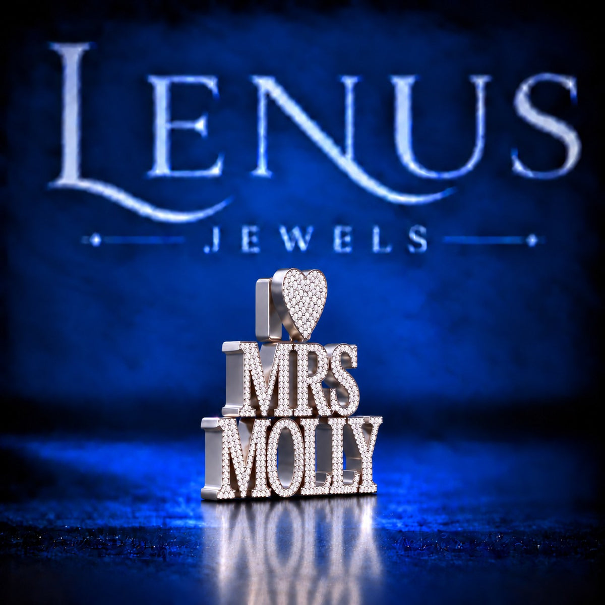 Custom Mrs Name Moissanite Pendant – VVS Iced Out 925 Sterling Silver Personalized Wife Necklace with Heart Bail, Bridal Gift