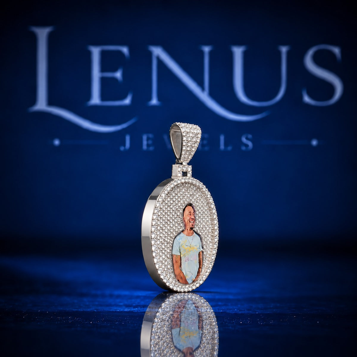 Custom Photo Iced Out Moissanite Pendant – VVS D Color 925 Sterling Silver Round Picture Medallion, Personalized Hip Hop Memory Jewelry