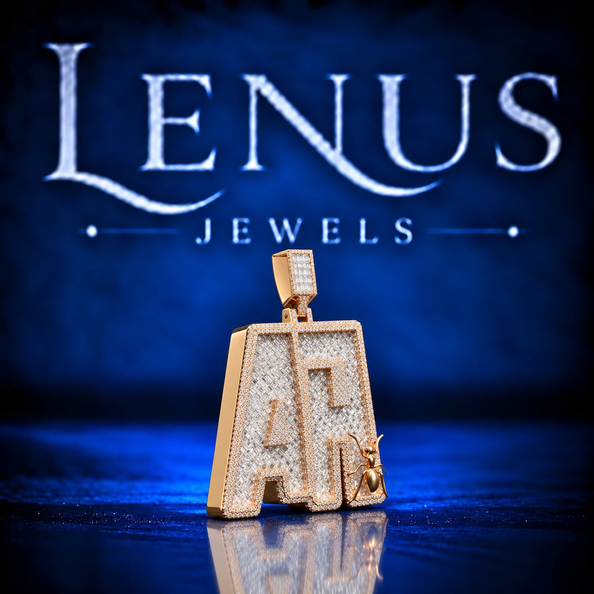 Custom Initial Moissanite Pendant – Iced Out Baguette VVS Moissanite 925 Sterling Silver Letter Pendant with Ant Accent