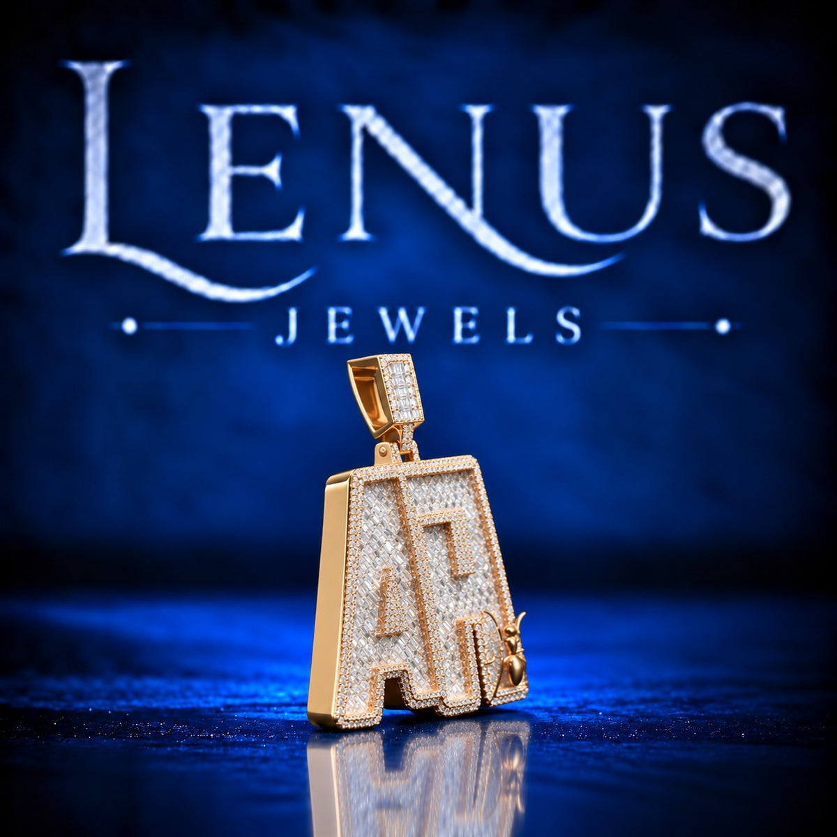 Custom Initial Moissanite Pendant – Iced Out Baguette VVS Moissanite 925 Sterling Silver Letter Pendant with Ant Accent