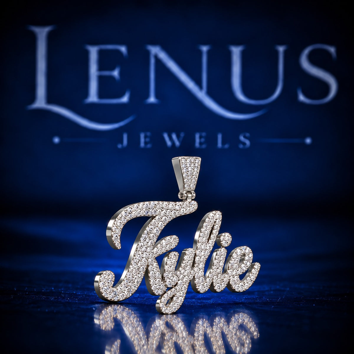 Custom Kylie Iced Out Moissanite Name Pendant – VVS D Color 925 Sterling Silver, Personalized Cursive Script Hip Hop Jewelry
