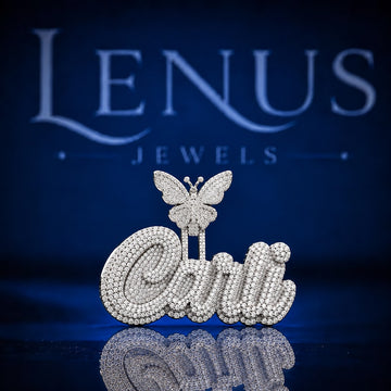 Custom Name Moissanite Pendant with Butterfly Bail – VVS Iced Out 925 Sterling Silver Personalized Script Hip Hop Jewelry