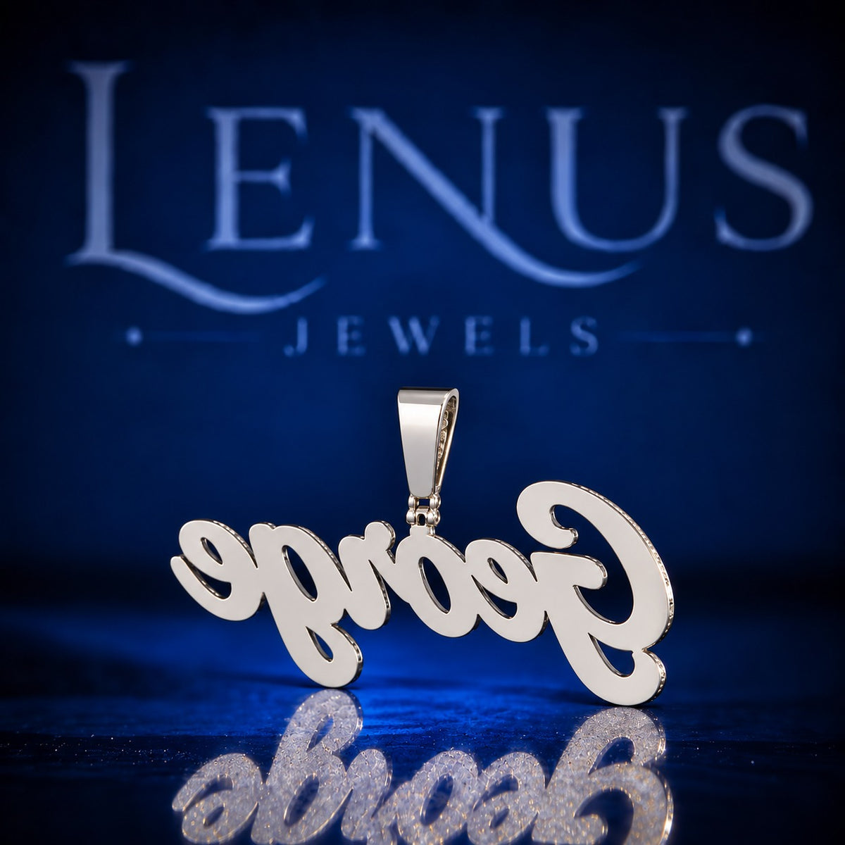 Custom George Iced Out Moissanite Name Pendant – VVS D Color 925 Sterling Silver Script Letter Hip Hop Pendant, Personalized Rapper Jewelry