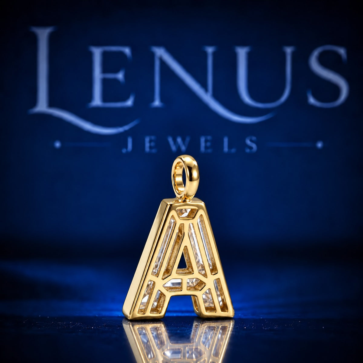 Custom Initial A Moissanite Pendant – VVS Iced Out Letter Pendant, 925 Sterling Silver Personalized Hip Hop Jewelry, Gold Finish