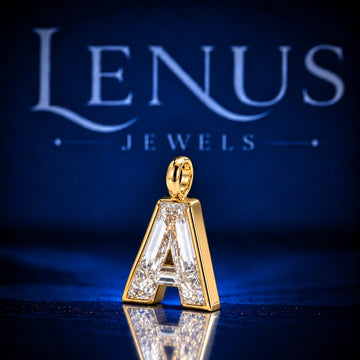 Custom Initial A Moissanite Pendant – VVS Iced Out Letter Pendant, 925 Sterling Silver Personalized Hip Hop Jewelry, Gold Finish