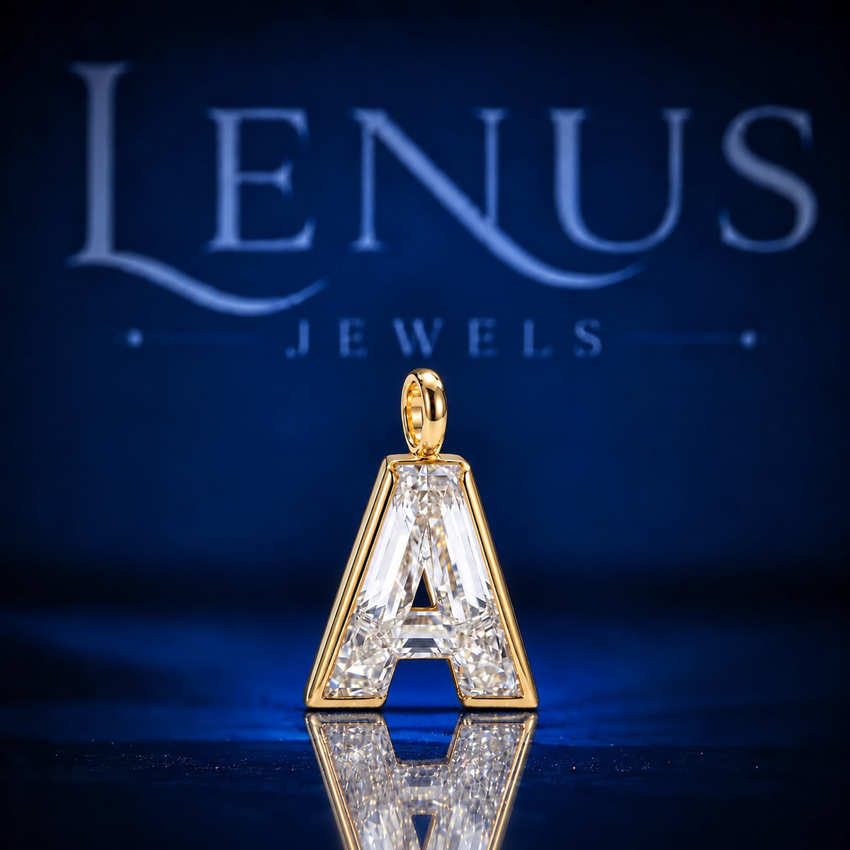Custom Initial A Moissanite Pendant – VVS Iced Out Letter Pendant, 925 Sterling Silver Personalized Hip Hop Jewelry, Gold Finish