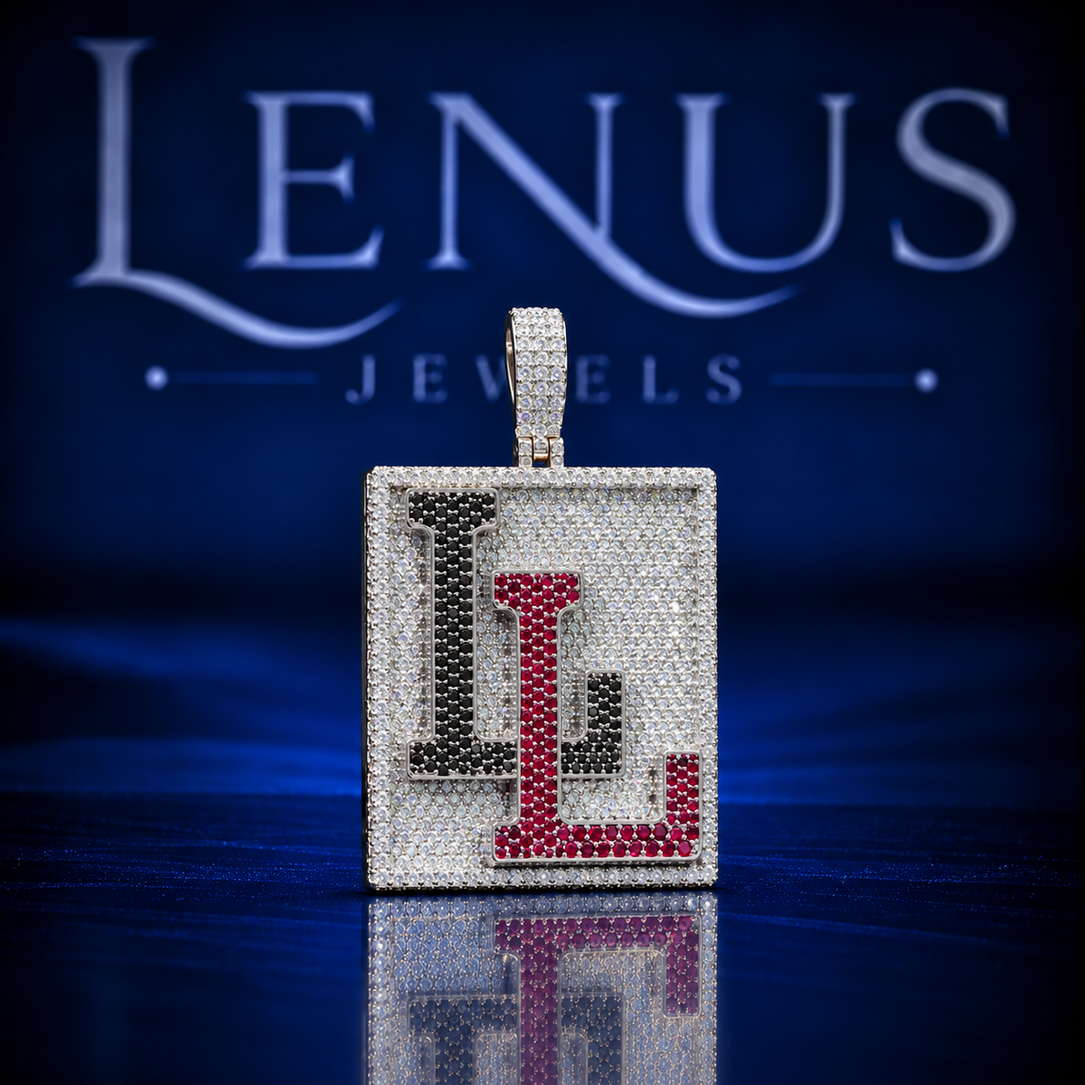 Iced Out LL Moissanite Pendant – VVS 925 Sterling Silver Red Black White Double Letter Hip Hop Pendant for Men & Women