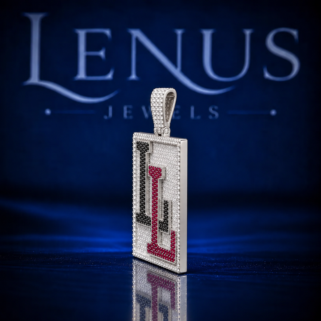 Iced Out LL Moissanite Pendant – VVS 925 Sterling Silver Red Black White Double Letter Hip Hop Pendant for Men & Women