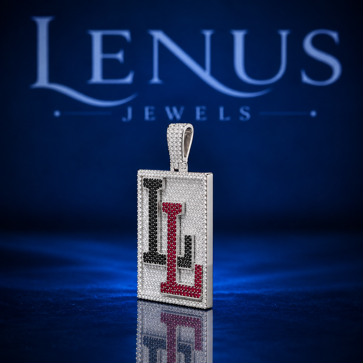 Iced Out LL Moissanite Pendant – VVS 925 Sterling Silver Red Black White Double Letter Hip Hop Pendant for Men & Women
