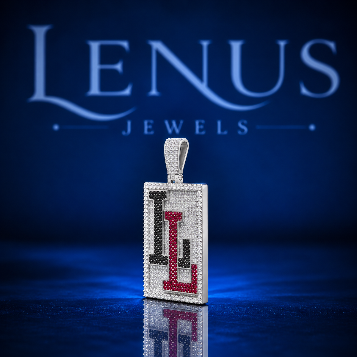 Iced Out LL Moissanite Pendant – VVS 925 Sterling Silver Red Black White Double Letter Hip Hop Pendant for Men & Women