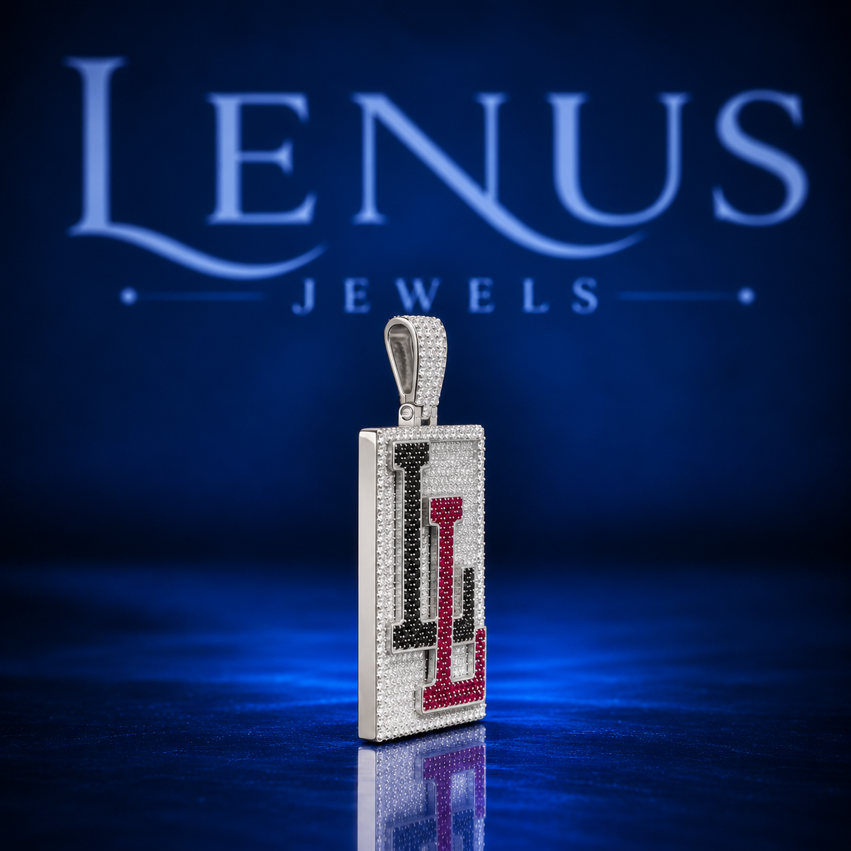 Iced Out LL Moissanite Pendant – VVS 925 Sterling Silver Red Black White Double Letter Hip Hop Pendant for Men & Women