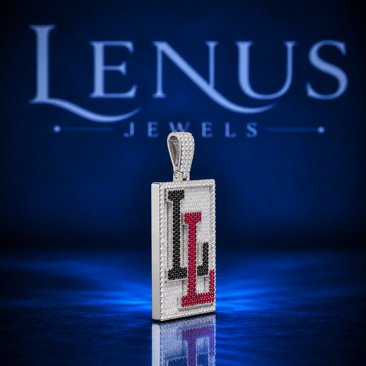 Iced Out LL Moissanite Pendant – VVS 925 Sterling Silver Red Black White Double Letter Hip Hop Pendant for Men & Women