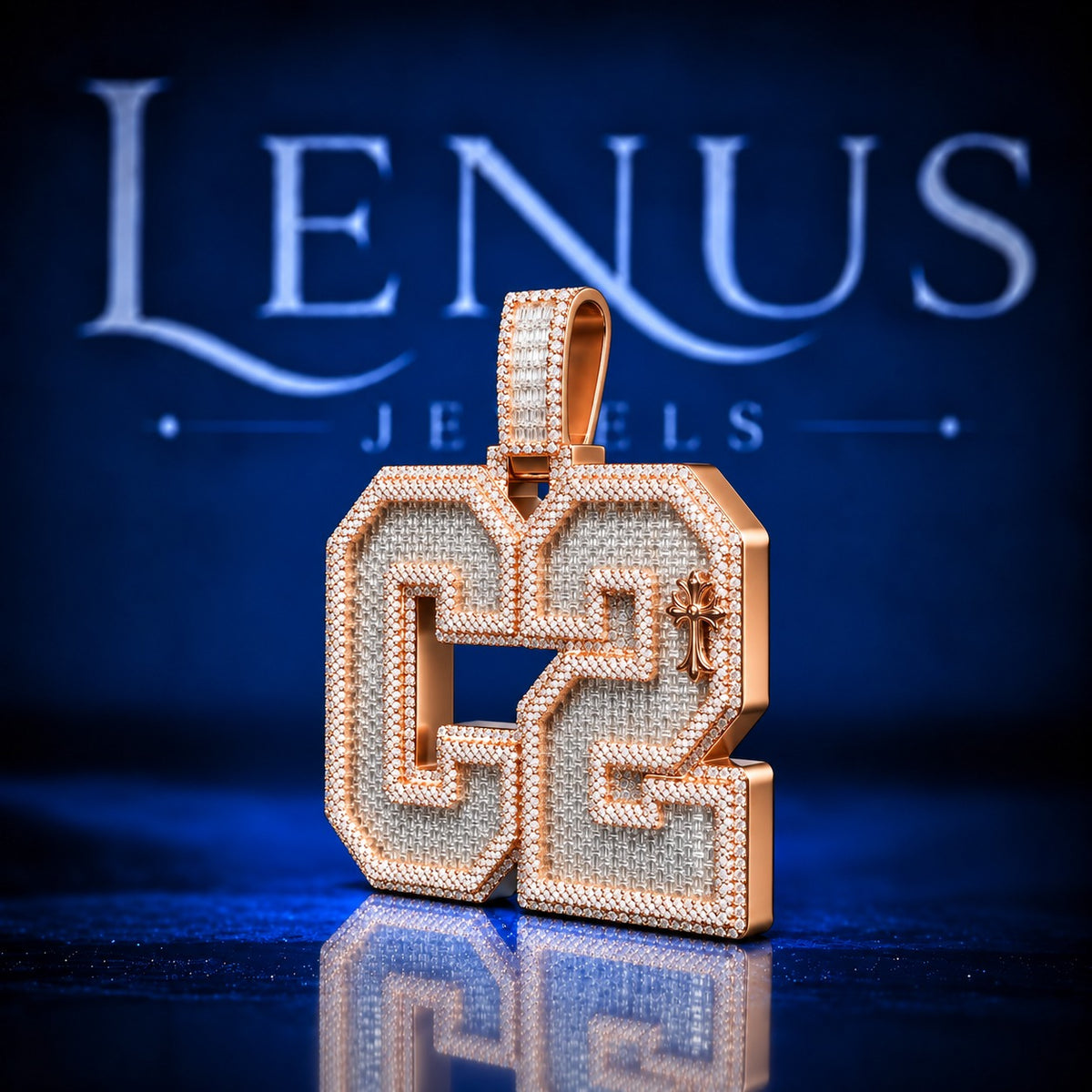Iced Out G2 Moissanite Pendant – VVS 925 Sterling Silver Rose Gold Finish Custom Letter Number Hip Hop Pendant for Men