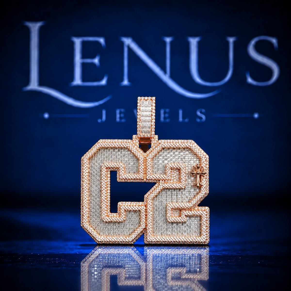 Iced Out G2 Moissanite Pendant – VVS 925 Sterling Silver Rose Gold Finish Custom Letter Number Hip Hop Pendant for Men