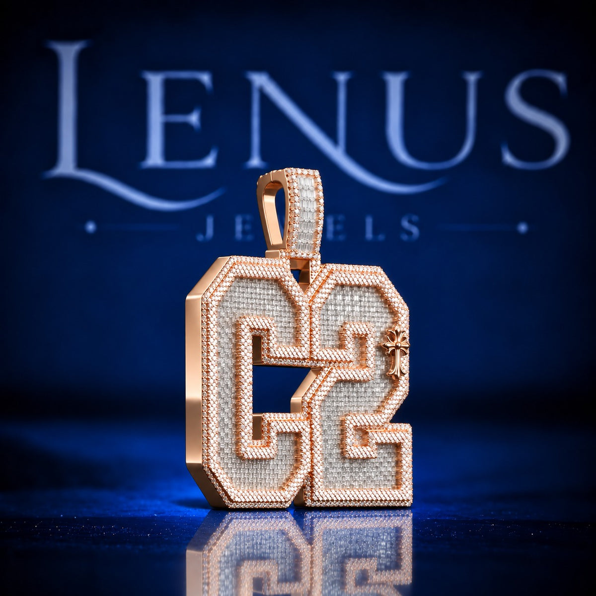 Iced Out G2 Moissanite Pendant – VVS 925 Sterling Silver Rose Gold Finish Custom Letter Number Hip Hop Pendant for Men