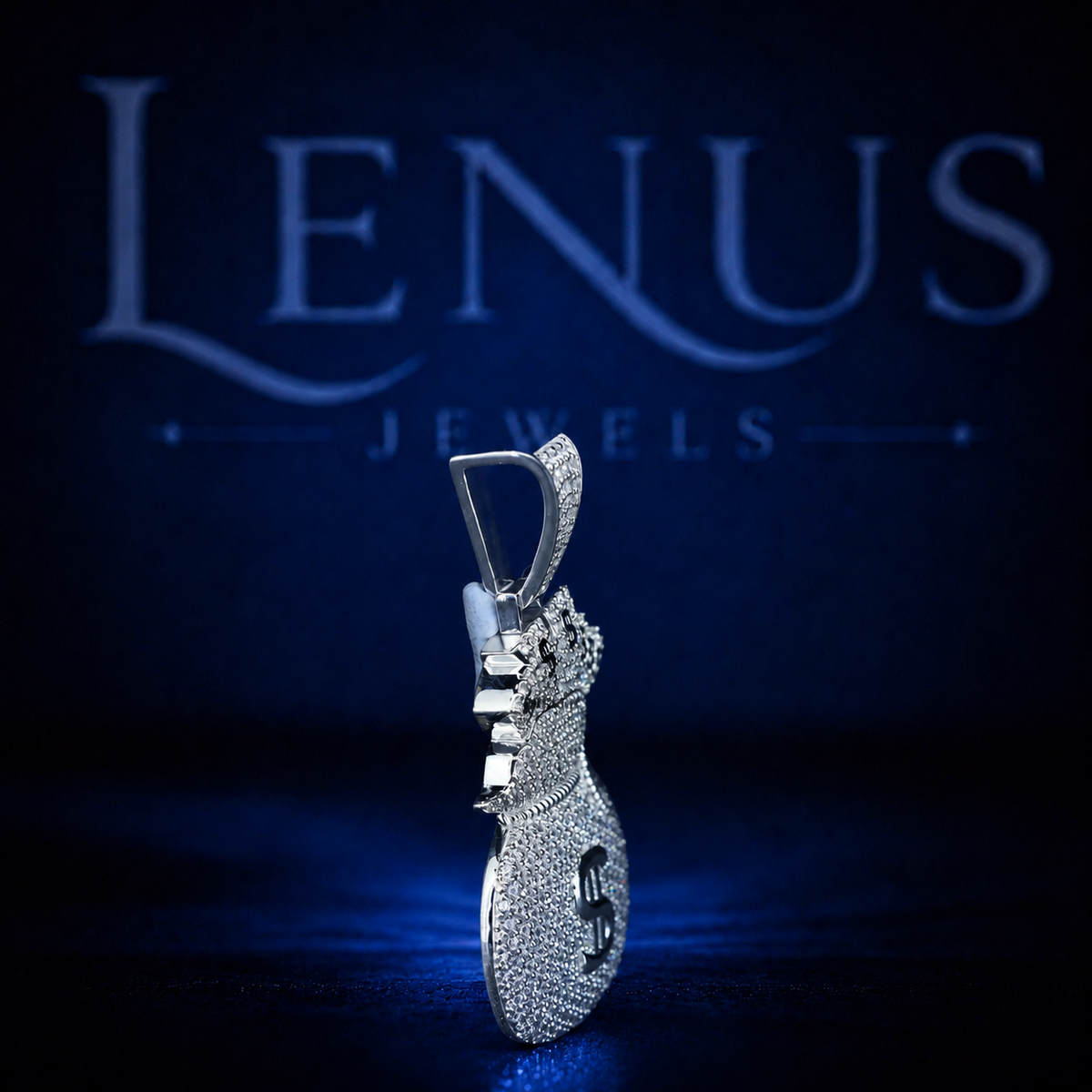 Iced Out Moissanite Money Bag Pendant – VVS Diamond Tester Pass 925 Sterling Silver Dollar Sign Hip Hop Jewelry