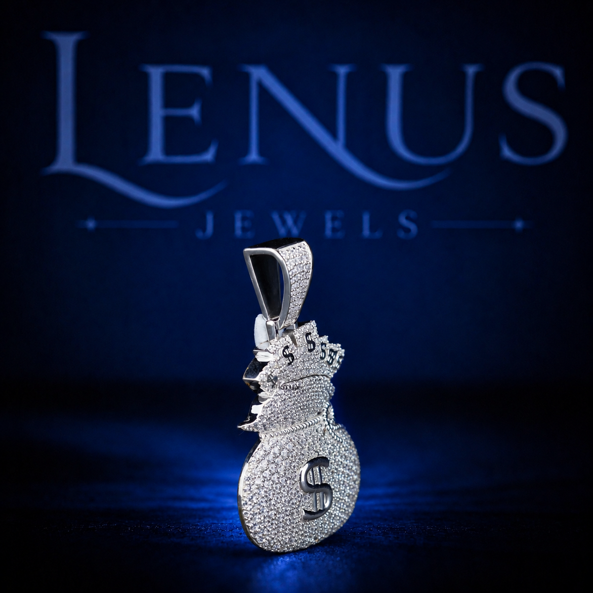 Iced Out Moissanite Money Bag Pendant – VVS Diamond Tester Pass 925 Sterling Silver Dollar Sign Hip Hop Jewelry