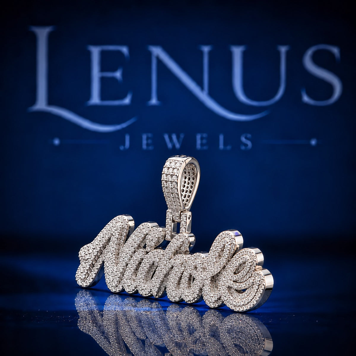 Custom Name Moissanite Pendant – VVS Iced Out Script Name 925 Sterling Silver Personalized Hip Hop Pendant for Men & Women