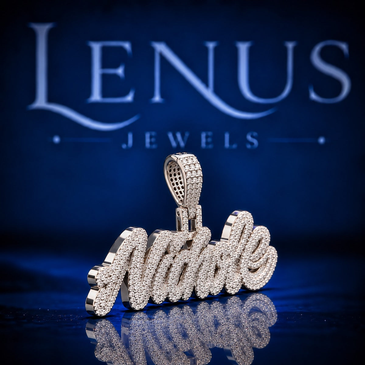 Custom Name Moissanite Pendant – VVS Iced Out Script Name 925 Sterling Silver Personalized Hip Hop Pendant for Men & Women