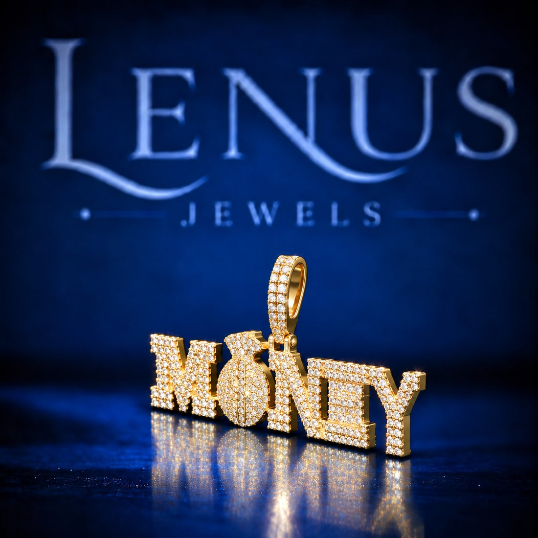 Iced Out Money Bag Moissanite Pendant – VVS 925 Sterling Silver Gold Finish MONEY Letter Hip Hop Pendant for Men & Women