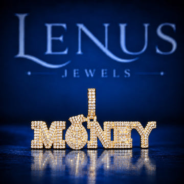 Iced Out Money Bag Moissanite Pendant – VVS 925 Sterling Silver Gold Finish MONEY Letter Hip Hop Pendant for Men & Women