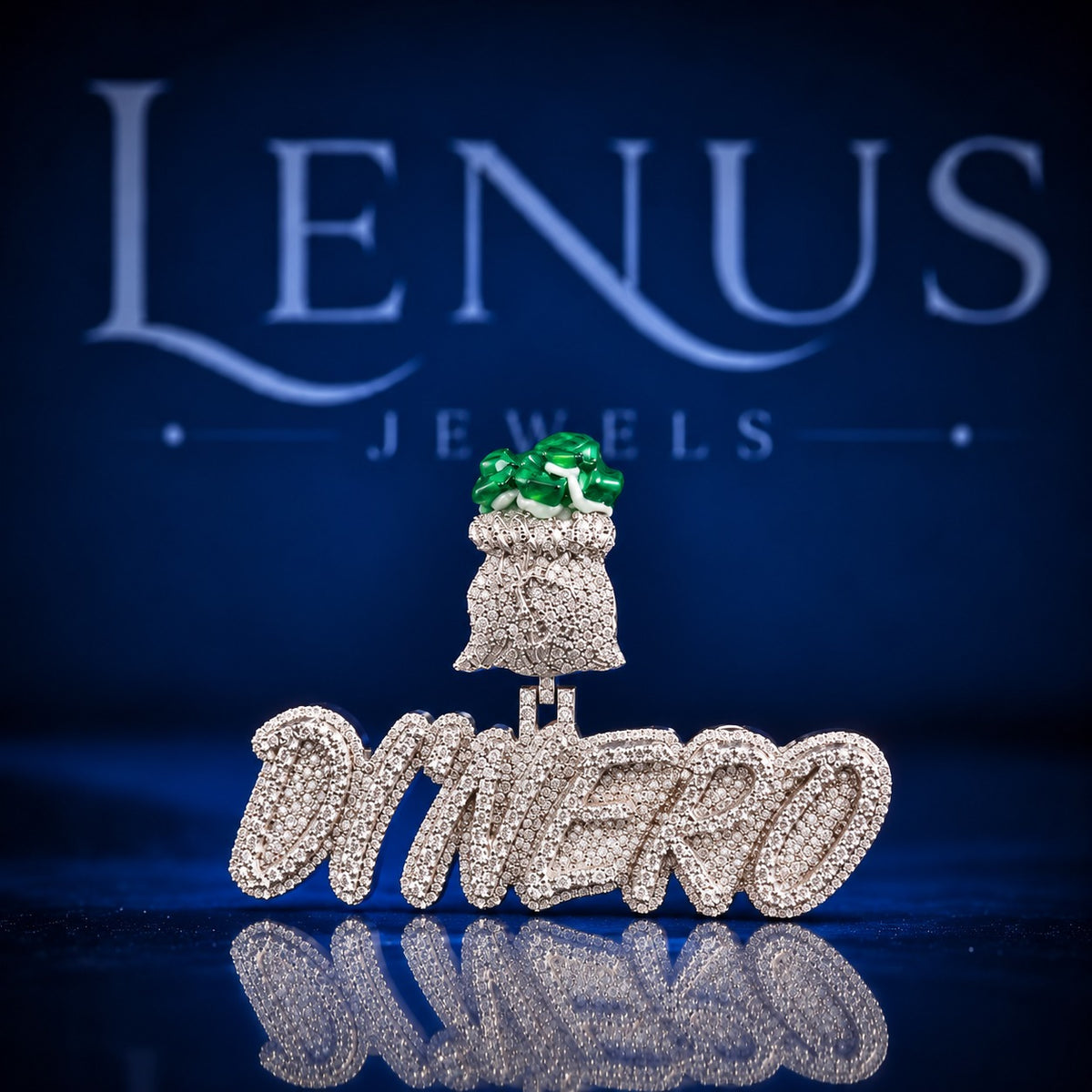 Custom DI'NERO Money Bag Iced Out Moissanite Pendant – VVS D Color 925 Sterling Silver Hip Hop Name Necklace Charm, Luxury Rapper Jewelry