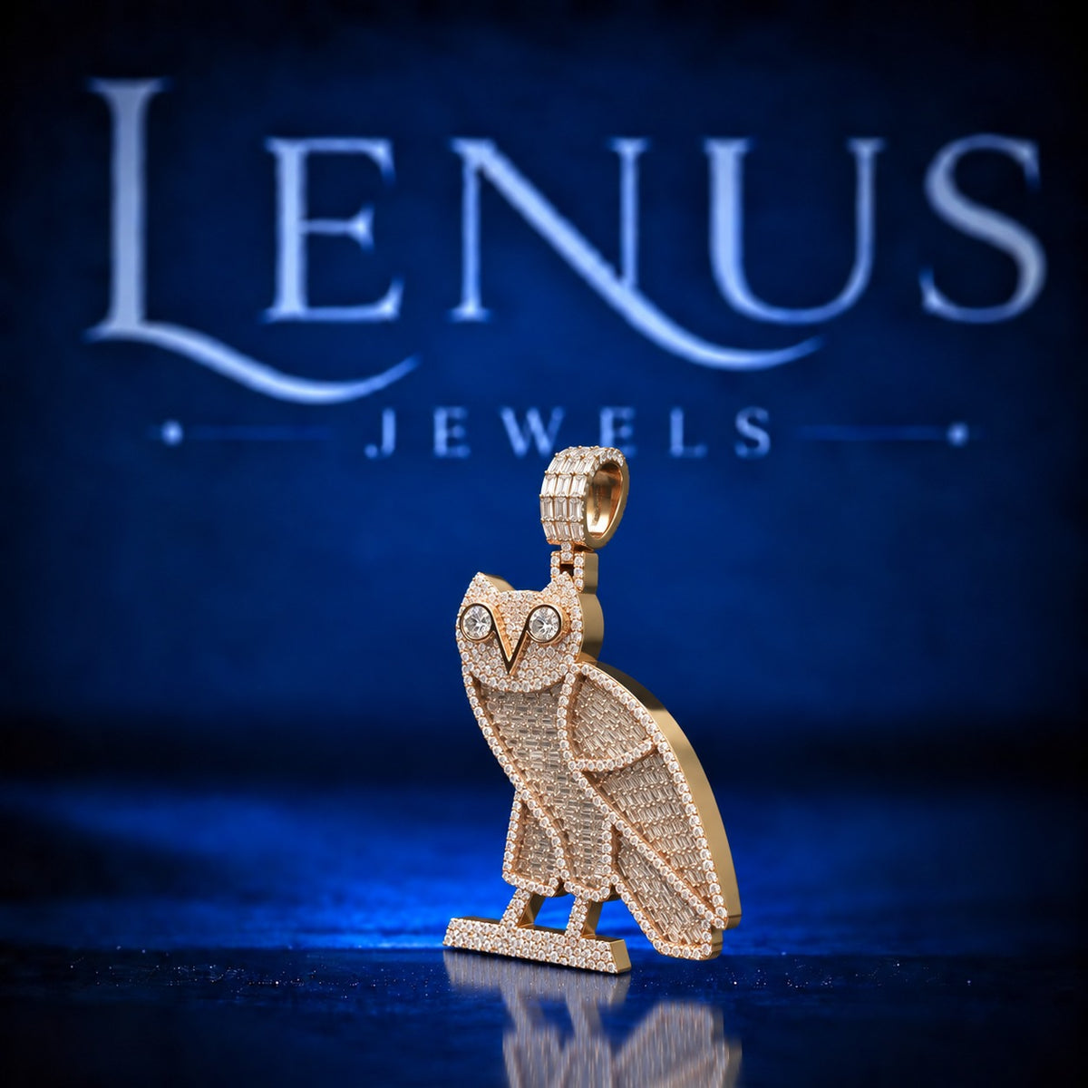 Iced Out Owl Moissanite Pendant – VVS Baguette & Round Moissanite 925 Sterling Silver Rose Gold Hip Hop Pendant for Men