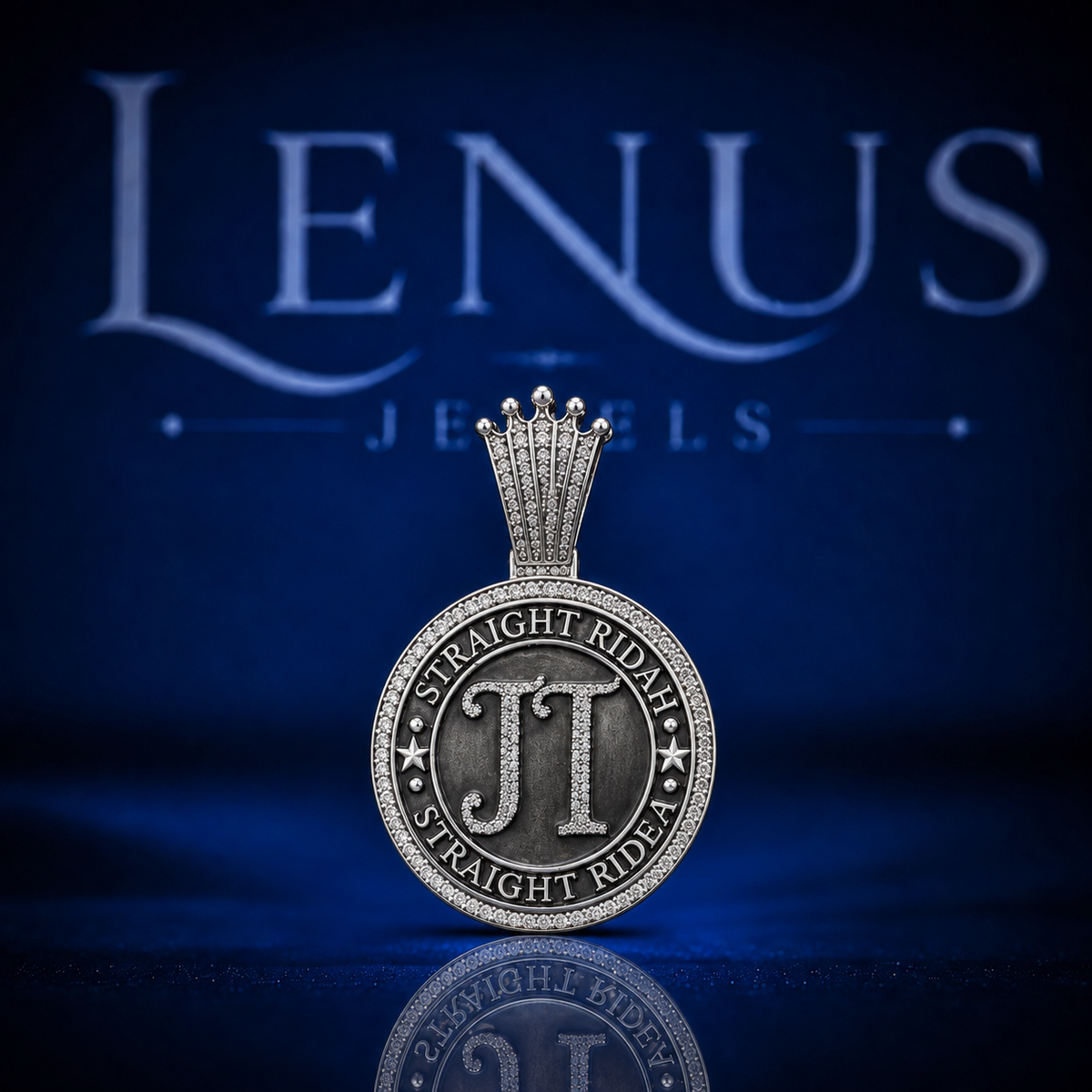Straight Ridah JT Iced Out VVS Moissanite Pendant – 925 Sterling Silver Round Medallion with Crown Bail, Diamond Tester Pass Hip Hop Jewelry