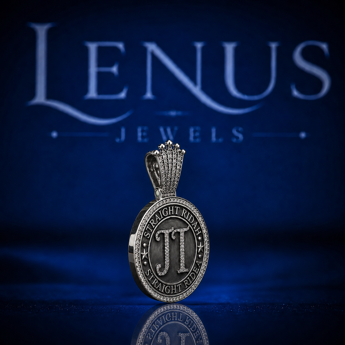 Straight Ridah JT Iced Out VVS Moissanite Pendant – 925 Sterling Silver Round Medallion with Crown Bail, Diamond Tester Pass Hip Hop Jewelry