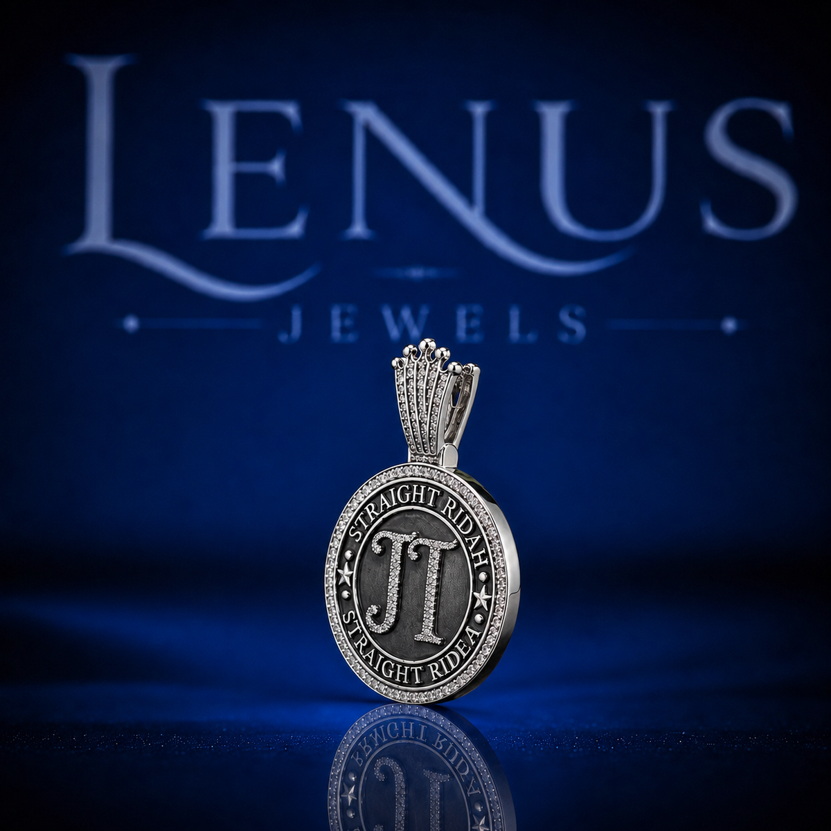 Straight Ridah JT Iced Out VVS Moissanite Pendant – 925 Sterling Silver Round Medallion with Crown Bail, Diamond Tester Pass Hip Hop Jewelry