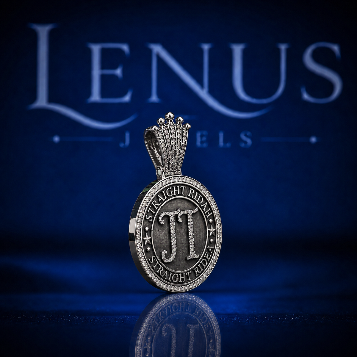 Straight Ridah JT Iced Out VVS Moissanite Pendant – 925 Sterling Silver Round Medallion with Crown Bail, Diamond Tester Pass Hip Hop Jewelry