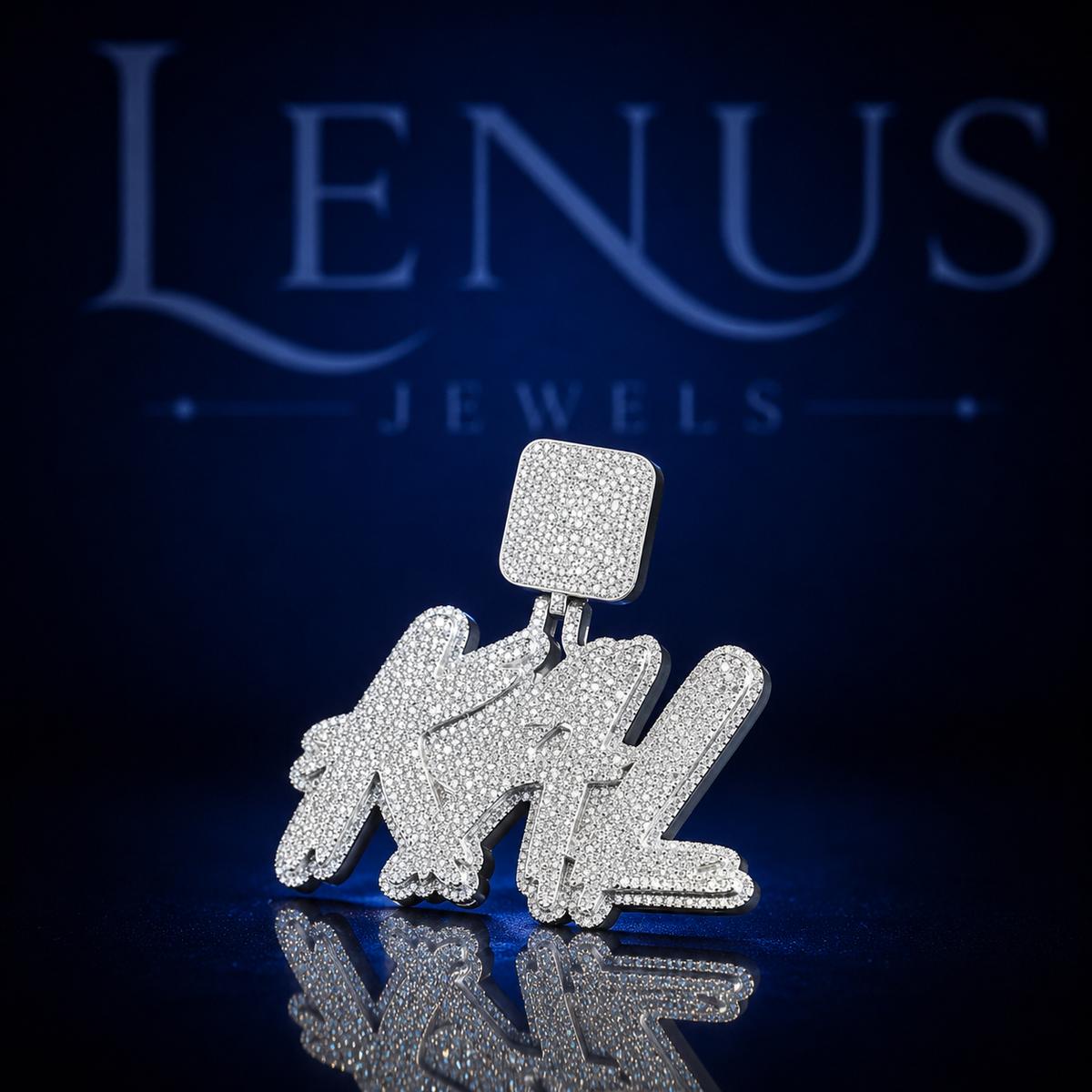 Iced Out KAL Graffiti Name VVS Moissanite Pendant – 925 Sterling Silver Custom 3D Letter Hip Hop Jewelry with Square Diamond Pavé Bail