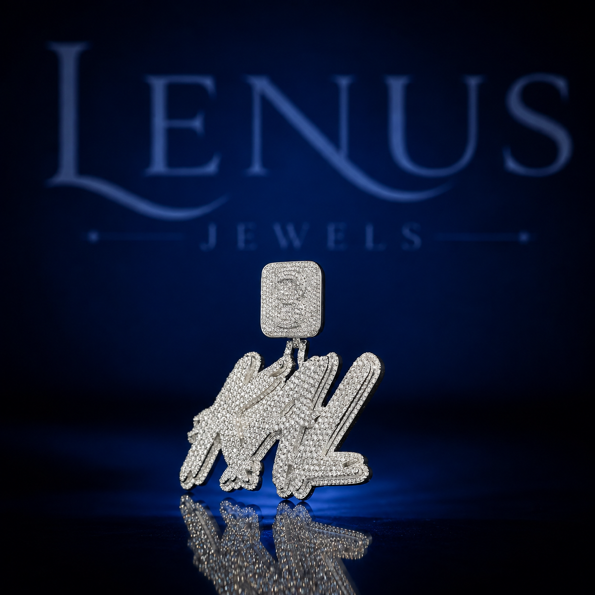 Iced Out KAL Graffiti Name VVS Moissanite Pendant – 925 Sterling Silver Custom 3D Letter Hip Hop Jewelry with Square Diamond Pavé Bail