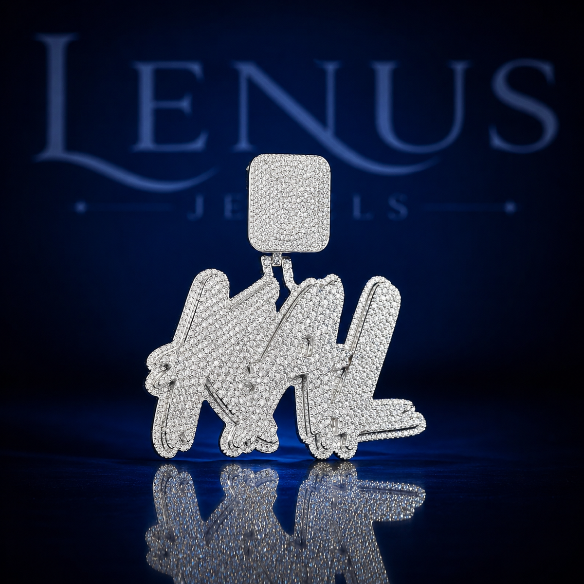 Iced Out KAL Graffiti Name VVS Moissanite Pendant – 925 Sterling Silver Custom 3D Letter Hip Hop Jewelry with Square Diamond Pavé Bail