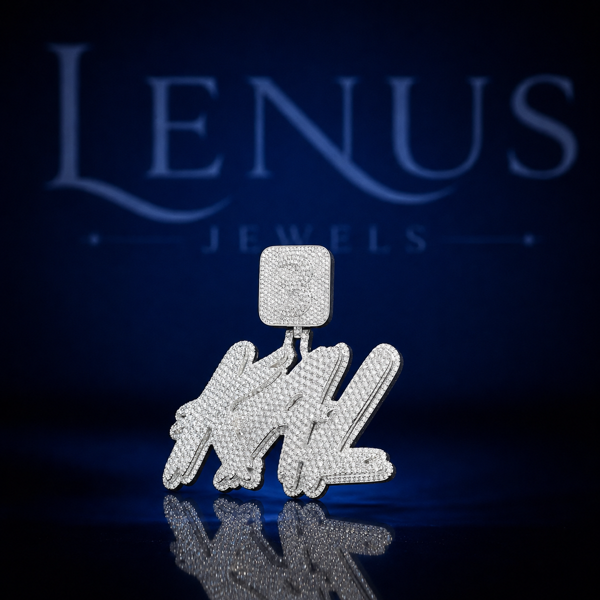 Iced Out KAL Graffiti Name VVS Moissanite Pendant – 925 Sterling Silver Custom 3D Letter Hip Hop Jewelry with Square Diamond Pavé Bail