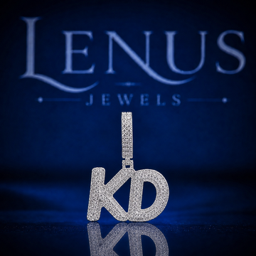 Iced Out KD Initial Pendant VVS Moissanite 925 Sterling Silver Custom Two Letter Hip Hop Necklace Charm with Diamond Tester Passing Stones