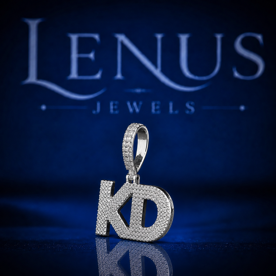 Iced Out KD Initial Pendant VVS Moissanite 925 Sterling Silver Custom Two Letter Hip Hop Necklace Charm with Diamond Tester Passing Stones