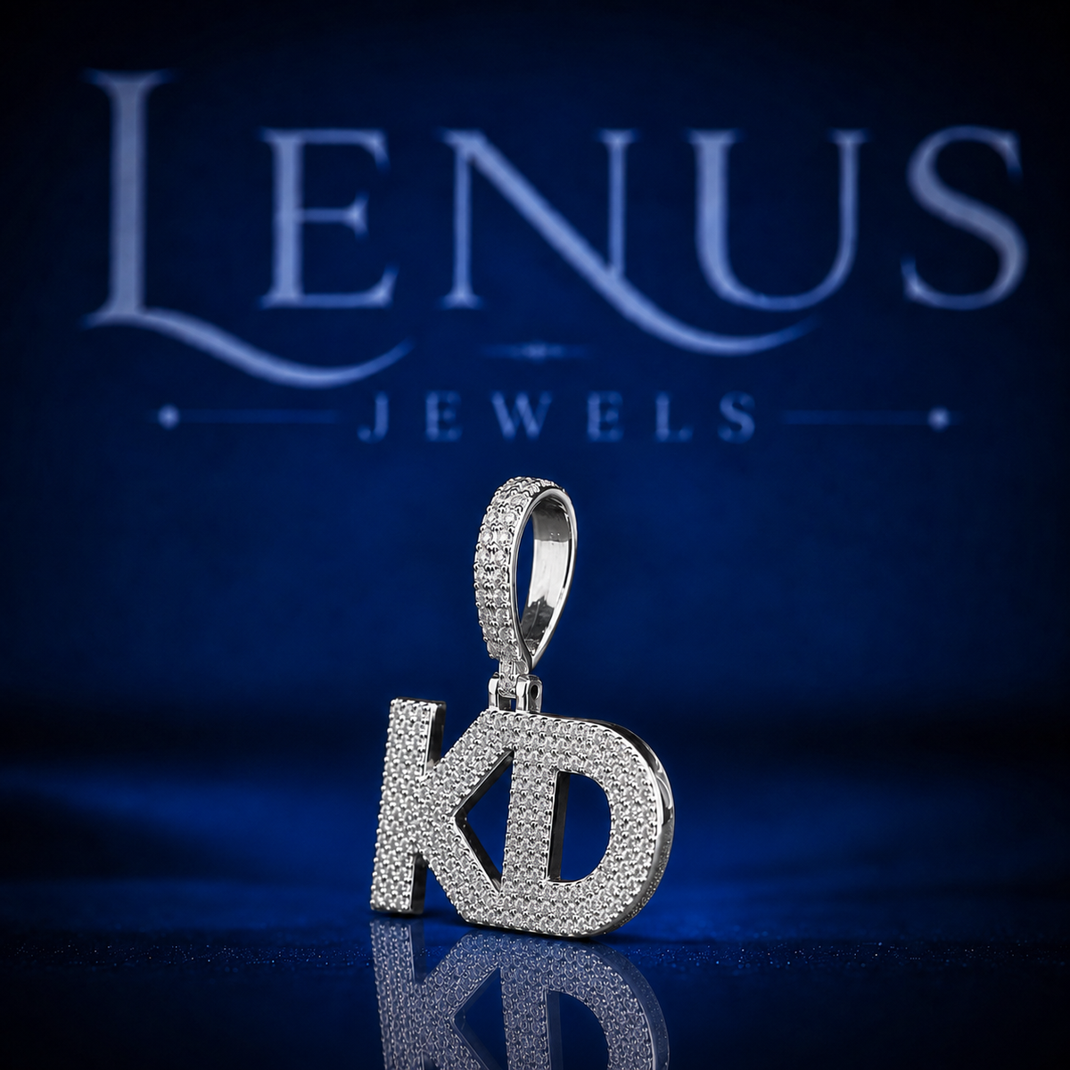 Iced Out KD Initial Pendant VVS Moissanite 925 Sterling Silver Custom Two Letter Hip Hop Necklace Charm with Diamond Tester Passing Stones