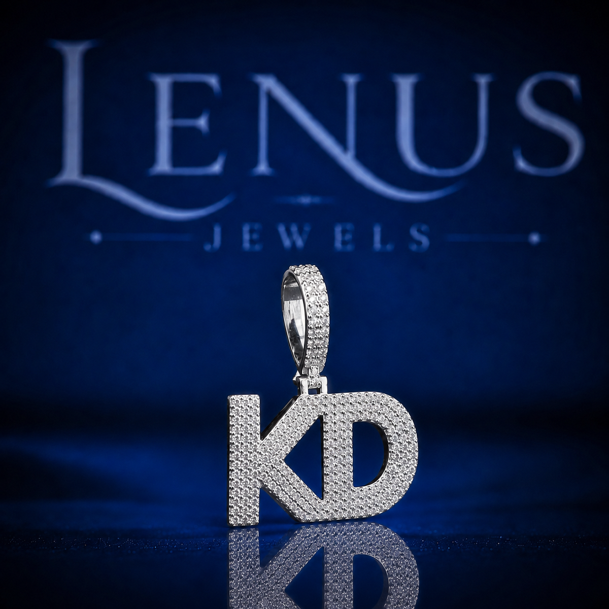 Iced Out KD Initial Pendant VVS Moissanite 925 Sterling Silver Custom Two Letter Hip Hop Necklace Charm with Diamond Tester Passing Stones