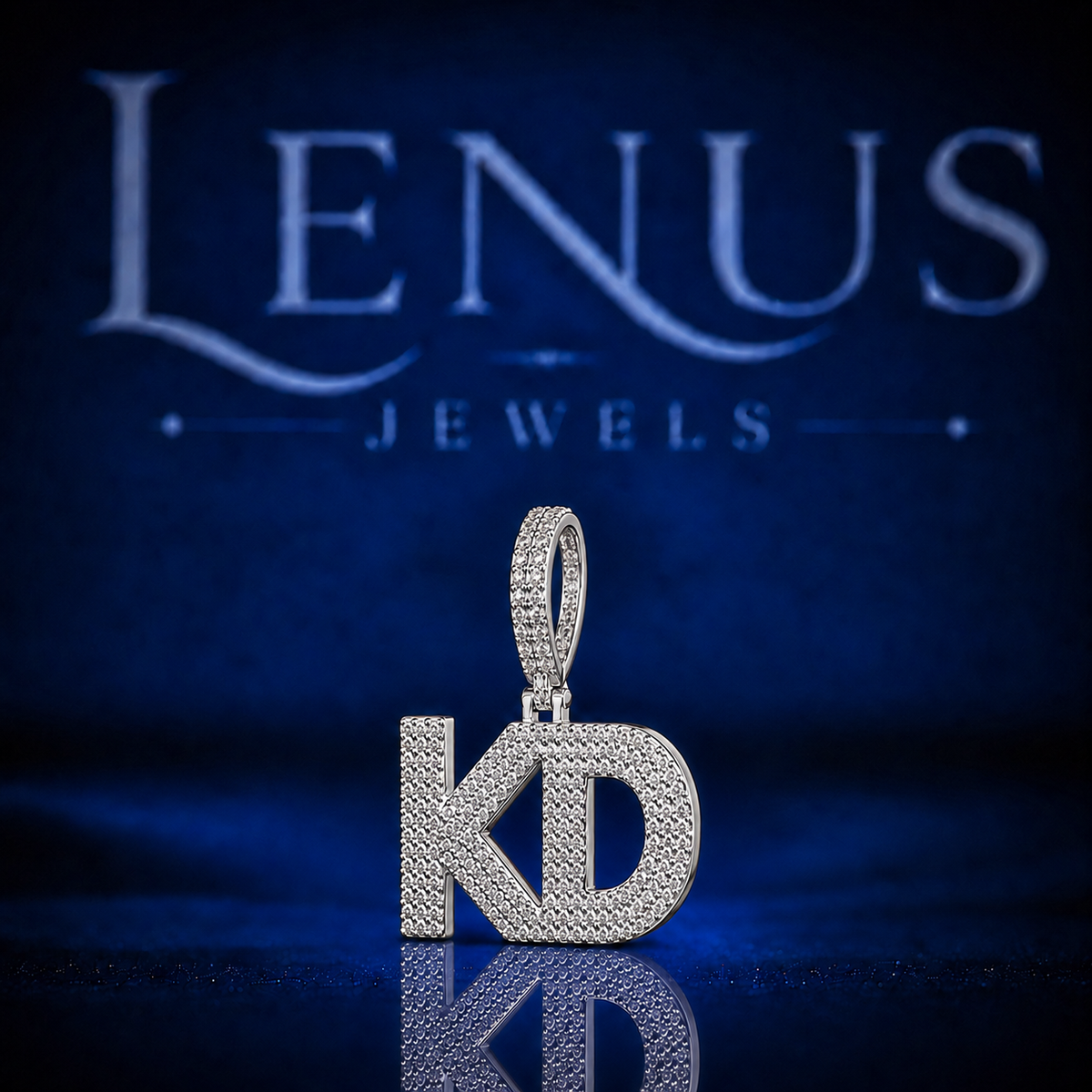 Iced Out KD Initial Pendant VVS Moissanite 925 Sterling Silver Custom Two Letter Hip Hop Necklace Charm with Diamond Tester Passing Stones