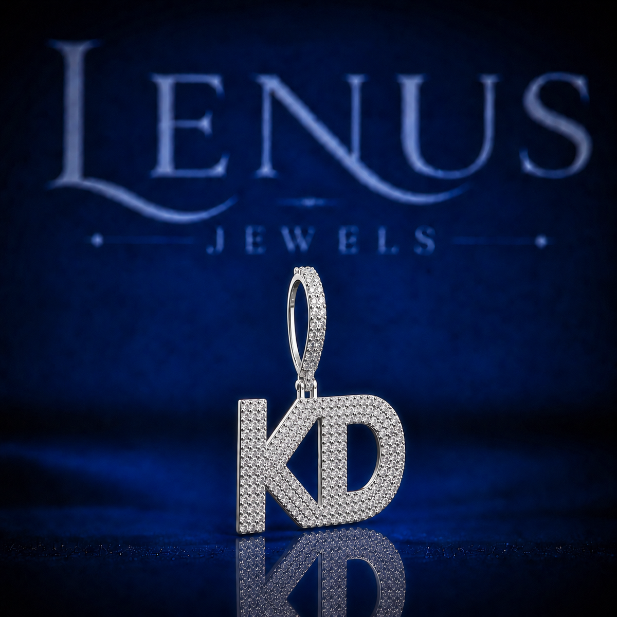 Iced Out KD Initial Pendant VVS Moissanite 925 Sterling Silver Custom Two Letter Hip Hop Necklace Charm with Diamond Tester Passing Stones