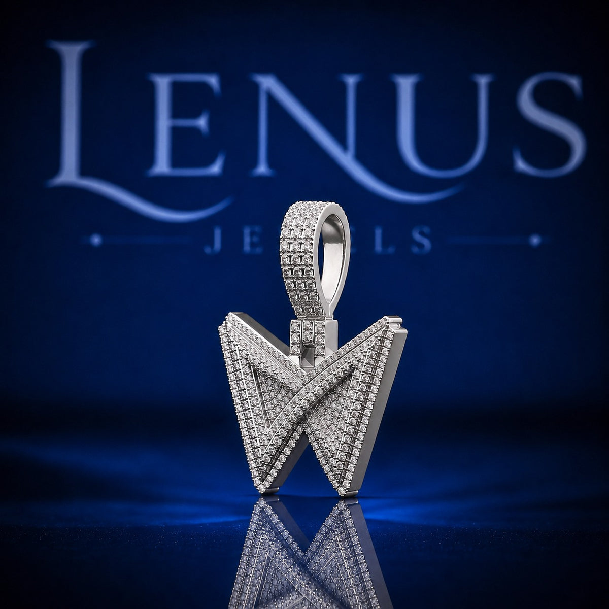 Iced Out W Letter VVS Moissanite Pendant – 925 Sterling Silver Bold Initial Hip Hop Jewelry with Diamond Tester Passing Stones