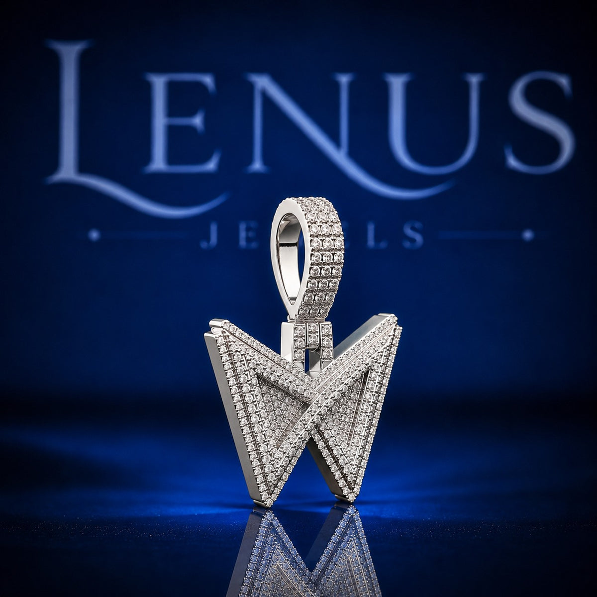Iced Out W Letter VVS Moissanite Pendant – 925 Sterling Silver Bold Initial Hip Hop Jewelry with Diamond Tester Passing Stones