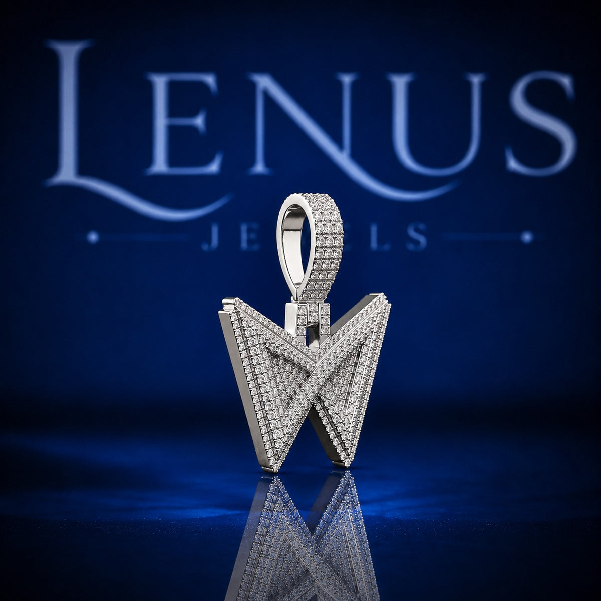 Iced Out W Letter VVS Moissanite Pendant – 925 Sterling Silver Bold Initial Hip Hop Jewelry with Diamond Tester Passing Stones