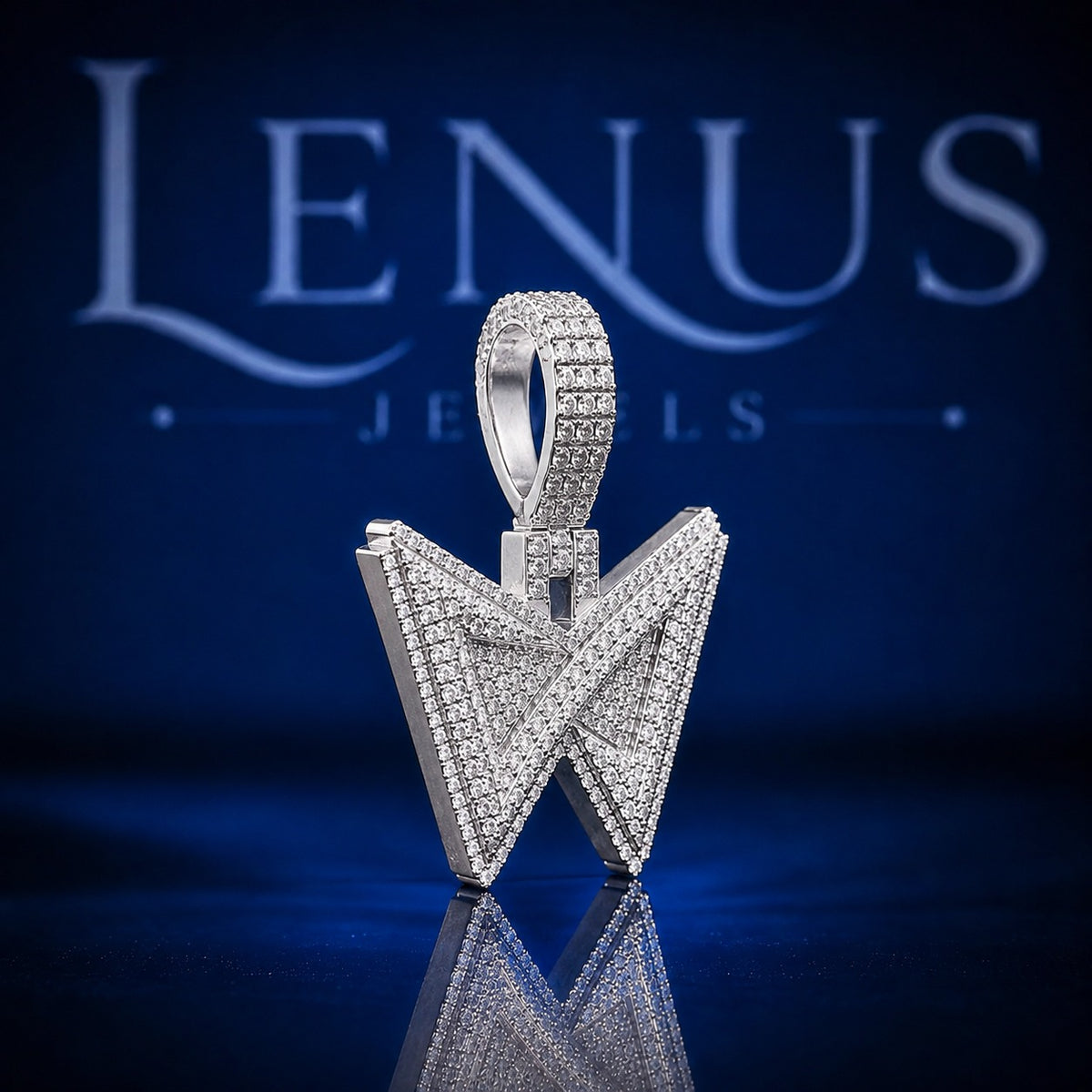 Iced Out W Letter VVS Moissanite Pendant – 925 Sterling Silver Bold Initial Hip Hop Jewelry with Diamond Tester Passing Stones