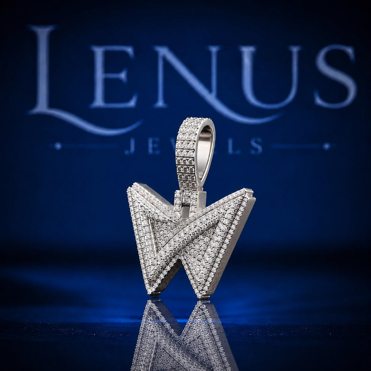 Iced Out W Letter VVS Moissanite Pendant – 925 Sterling Silver Bold Initial Hip Hop Jewelry with Diamond Tester Passing Stones