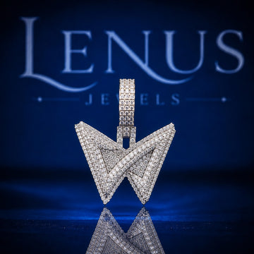 Iced Out W Letter VVS Moissanite Pendant – 925 Sterling Silver Bold Initial Hip Hop Jewelry with Diamond Tester Passing Stones