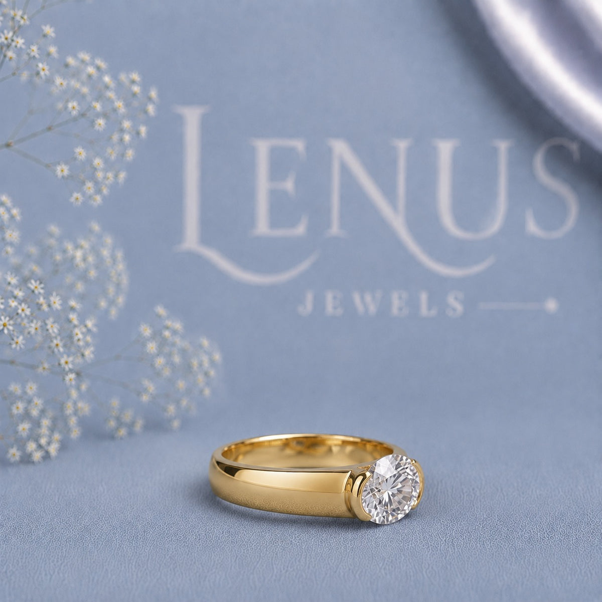Oval East-West Moissanite Men’s Ring – Yellow Gold Finish 925 Sterling Silver Wide Band