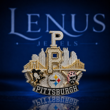 Pittsburgh Football City Skyline Pendant – Iced Out VVS Moissanite 925 Silver Two Tone Hip Hop Jewelry Custom Pittsburgh Pendant
